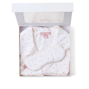 Barefoot Dreams Washed Satin PJ Set in Rose Mist Tossed Heart 🤍